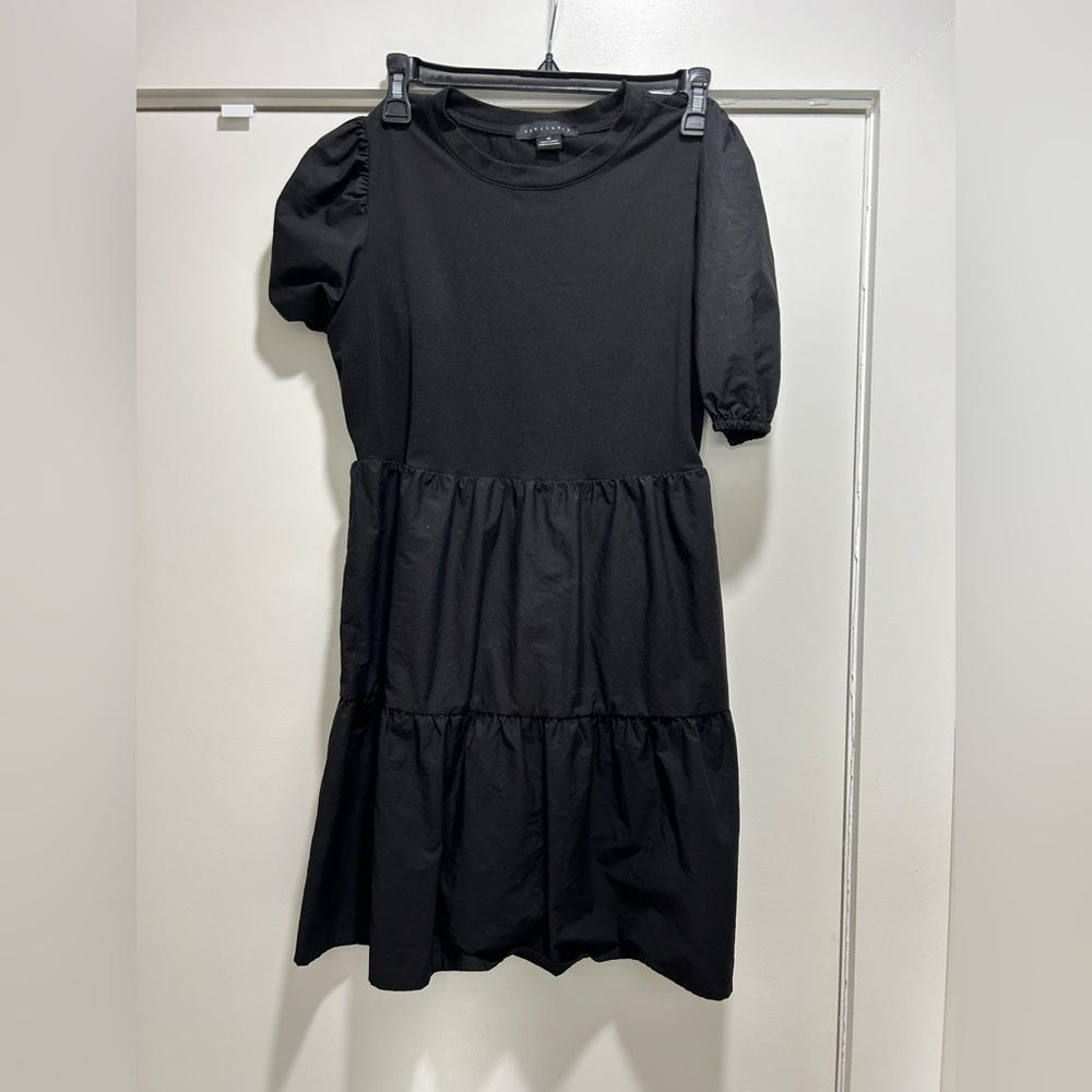 Sanctuary Casual Puff Sleeve Day Dress Black Medium